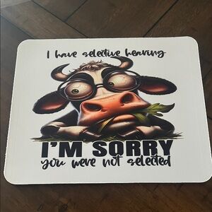 Humorous Cow Print Mousepad 8” by 9 1/2 “
